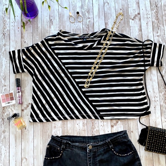 Eye Candy striped shirt sleeve crop top